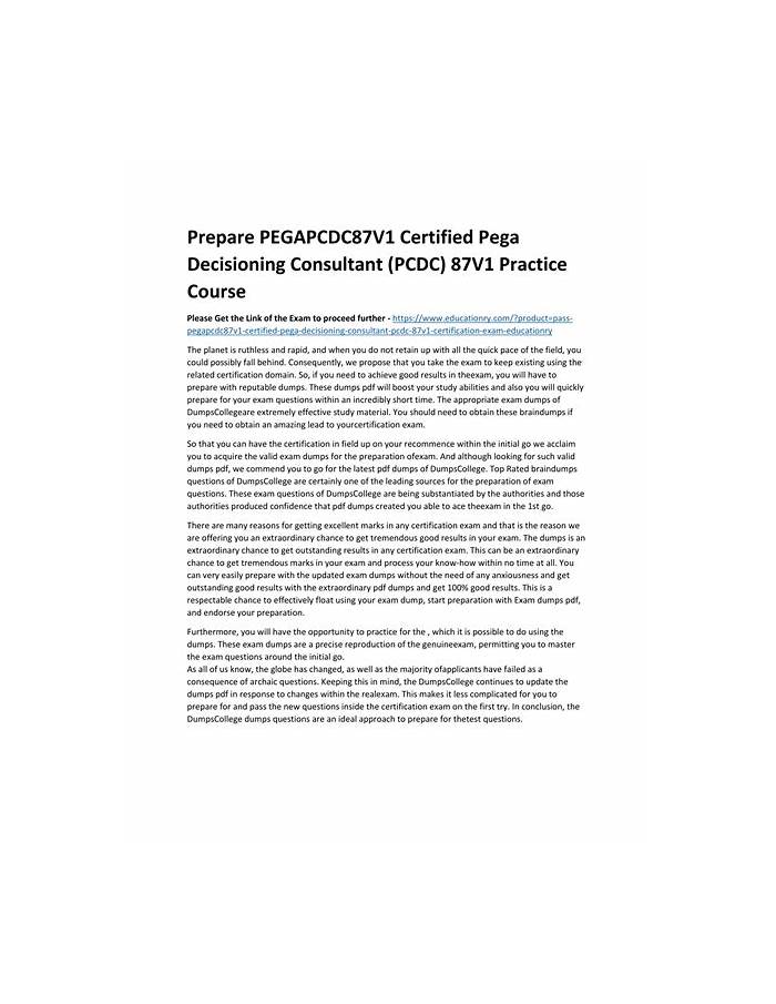 2024 PEGAPCDC87V1 Study Materials | 100% PEGAPCDC87V1 Accuracy & Certified Pega Decisioning Consultant (PCDC) 87V1 Free Sample Questions