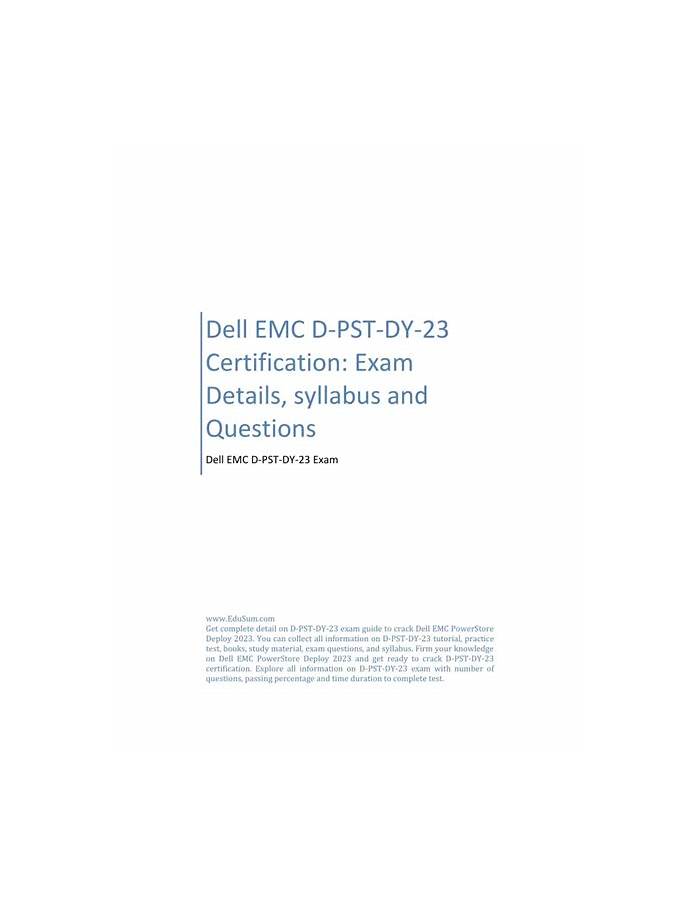 D-PST-DY-23 Latest Study Guide, EMC Exam D-PST-DY-23 Materials