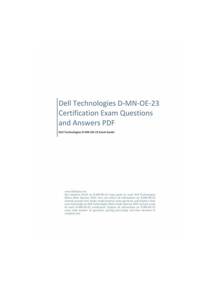 2025 Exam D-MN-OE-23 Training - D-MN-OE-23 Exam Preparation, Dell Metro node Operate 2023 Exam Reliable Exam Testking