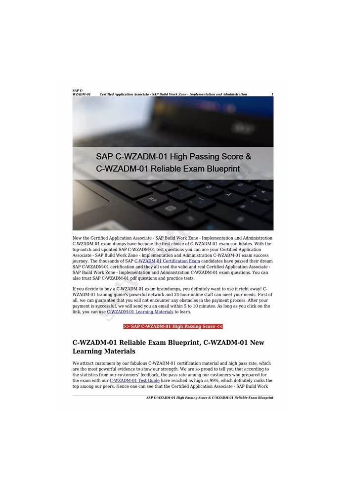 2024 C-WZADM-01 PDF VCE - Free C-WZADM-01 Download, Reliable Certified Application Associate - SAP Build Work Zone - Implementation and Administration Cram Materials