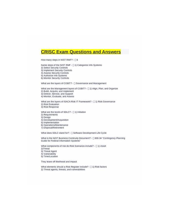 Exam CRISC Tests, Pass4sure CRISC Dumps Pdf | Detailed CRISC Answers