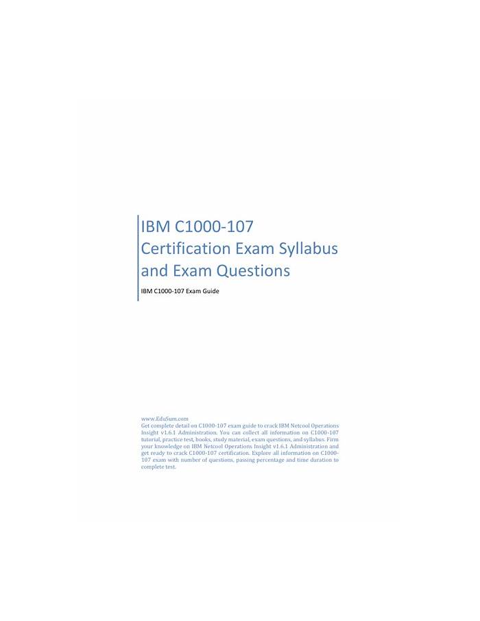 Exam C1000-107 Preview, C1000-107 Complete Exam Dumps | Practice IBM Netcool Operations Insight v1.6.1 Administration Exam