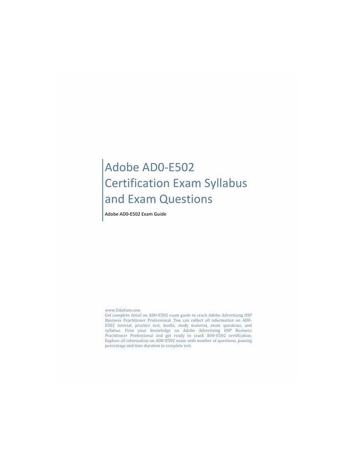 Adobe Exam AD0-E502 Prep, AD0-E502 Authorized Certification