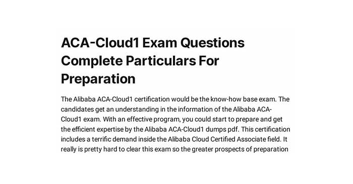 Alibaba Cloud ACA-Cloud1 Reliable Test Experience & Reliable ACA-Cloud1 Test Cost