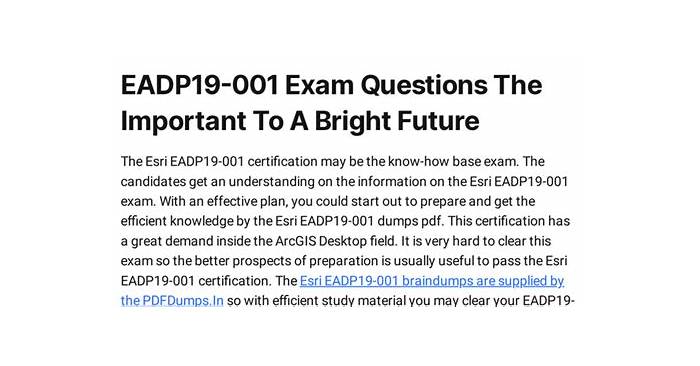 2024 EADP19-001 Exam Question, EADP19-001 Exam Dumps Demo | Exam ArcGIS Desktop Professional 19-001 Voucher