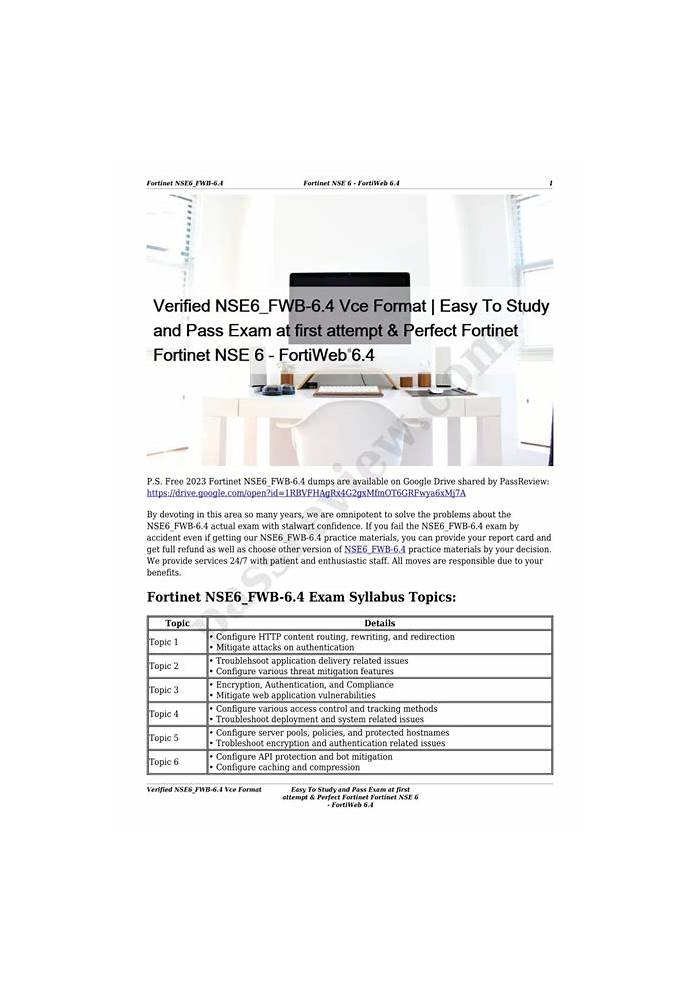 NSE6_FWB-6.4 New Study Questions - Fortinet Free NSE6_FWB-6.4 Braindumps