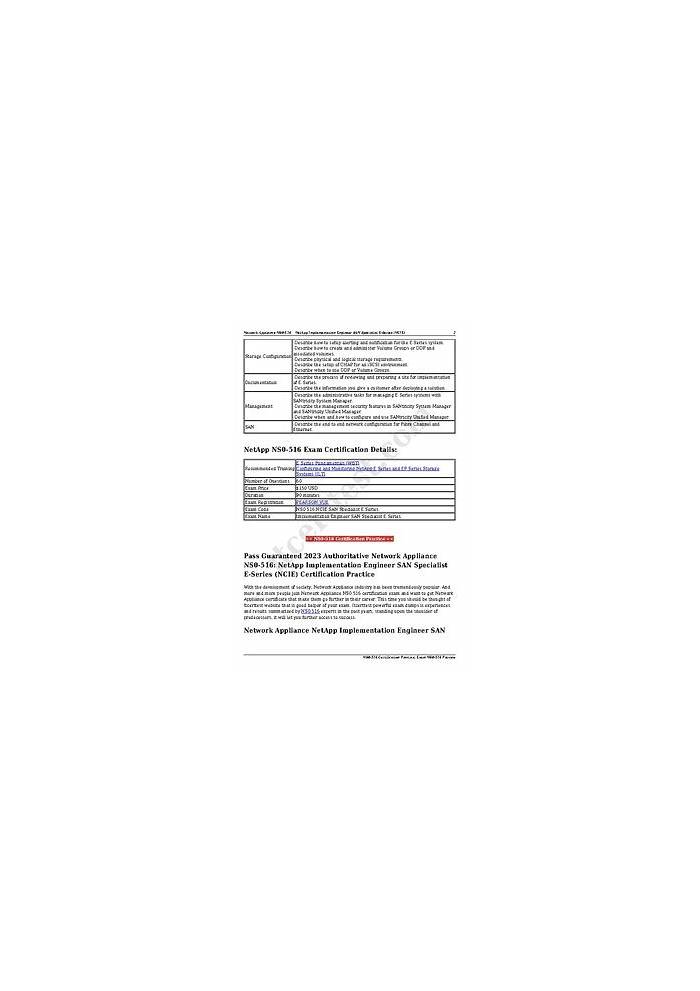 Network Appliance Test NS0-516 Sample Questions | Updated NS0-516 CBT