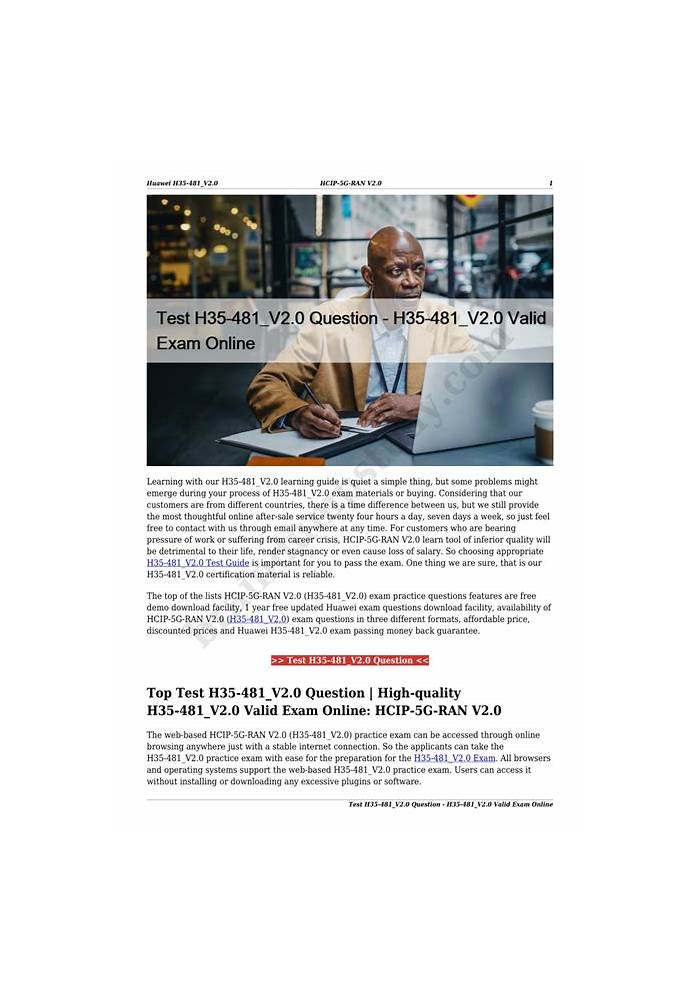 Huawei H35-481_V2.0 Latest Test Bootcamp - Certification H35-481_V2.0 Exam Infor