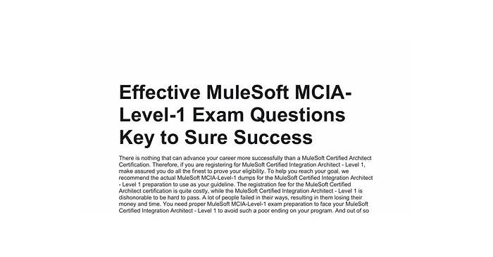 MuleSoft New MCIA-Level-1 Test Objectives - New MCIA-Level-1 Test Online