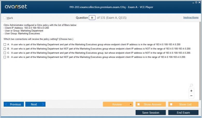 Question 1Y0-231 Explanations | Citrix Instant 1Y0-231 Access
