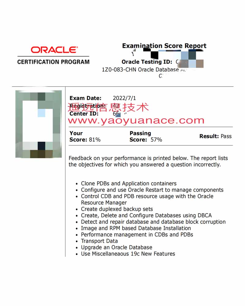 1Z0-082 Test Questions Fee | Oracle 1Z0-082 Exam Registration