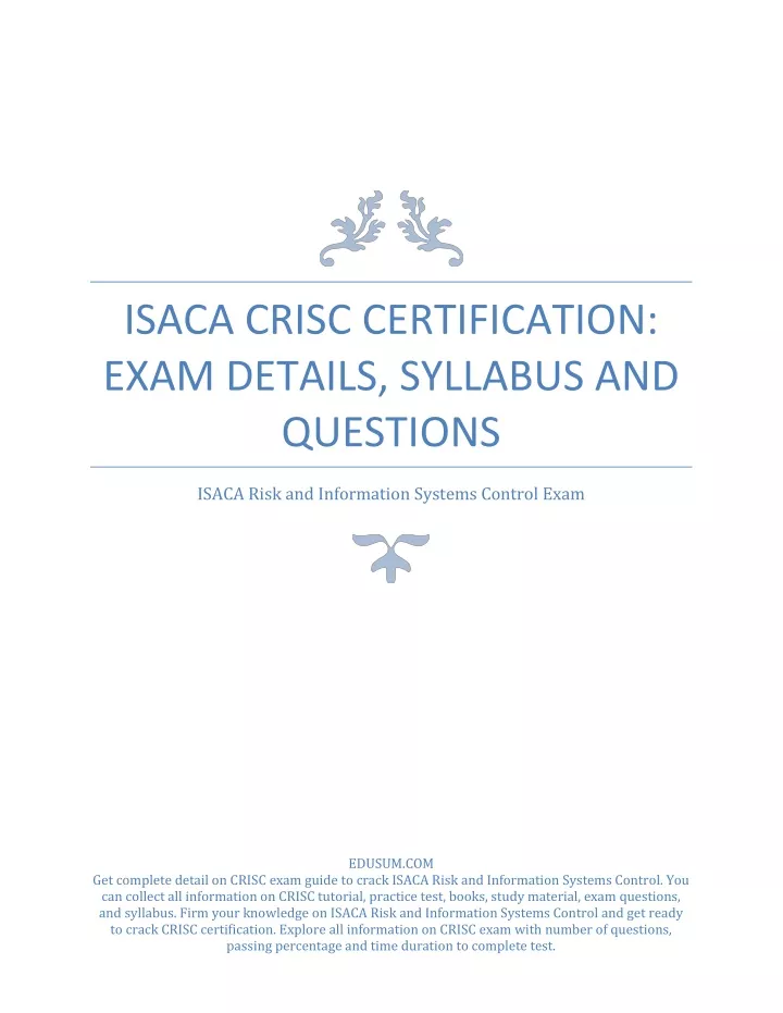 ISACA CRISC자격증공부자료, CRISC덤프 & CRISC퍼펙트인증덤프자료