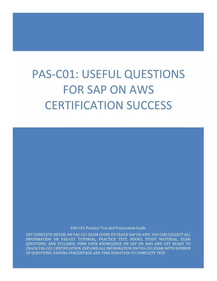 PAS-C01퍼펙트최신버전공부자료, PAS-C01최신버전시험덤프공부 & AWS Certified: SAP on AWS - Specialty높은통과율시험공부