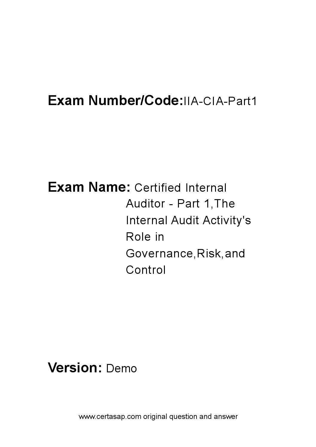 IIA-CIA-Part1최신버전시험대비자료, IIA-CIA-Part1최고품질인증시험기출문제 & Essentials of Internal Auditing시험대비공부자료