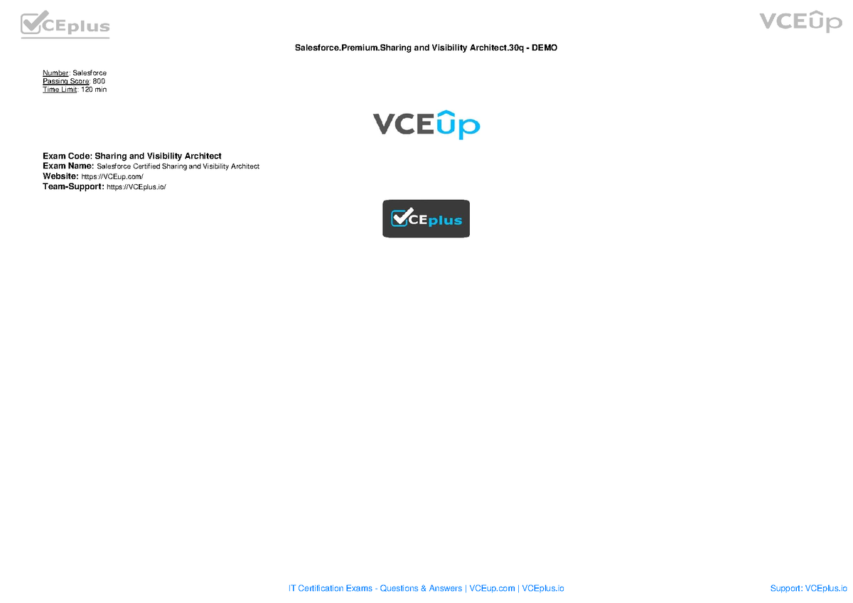 Salesforce Sharing-and-Visibility-Architect인증자료 & Sharing-and-Visibility-Architect퍼펙트덤프최신데모 - Sharing-and-Visibility-Architect시험패스가능덤프문제