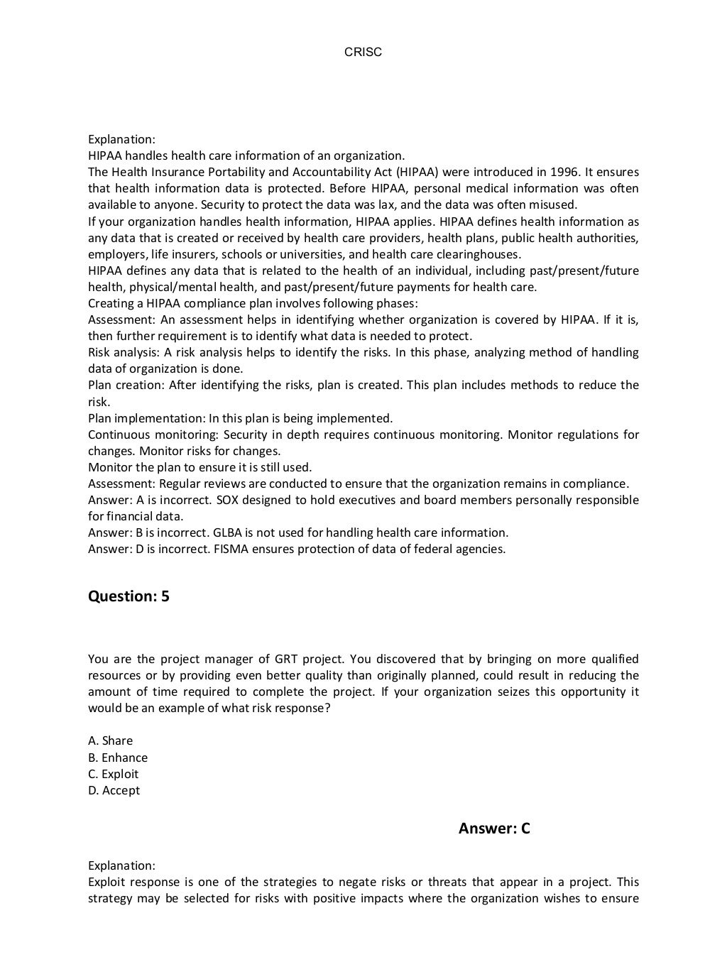 ISACA CRISC퍼펙트공부자료 & CRISC시험대비인증공부 - CRISC유효한시험