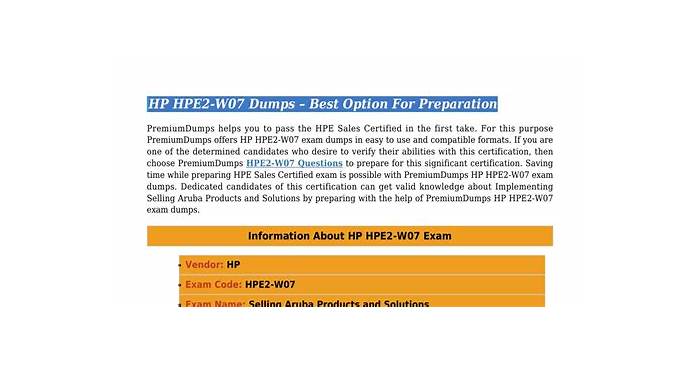 HPE2-W07인증시험대비자료, HP HPE2-W07시험대비덤프자료 & HPE2-W07최신덤프자료