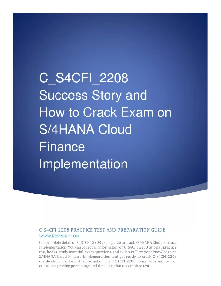 C_S4CFI_2302 Vorbereitung - C_S4CFI_2302 Vorbereitungsfragen, C_S4CFI_2302 Musterprüfungsfragen