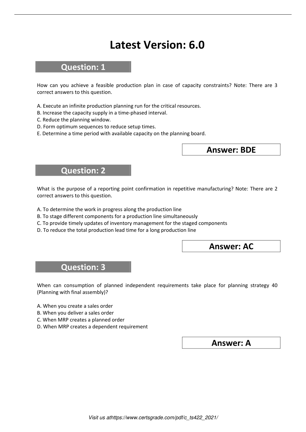 2024 C_TS422_2021 Fragenkatalog, C_TS422_2021 Antworten & SAP Certified Application Associate - SAP S/4HANA Production Planning and Manufacturing 2021 Examsfragen