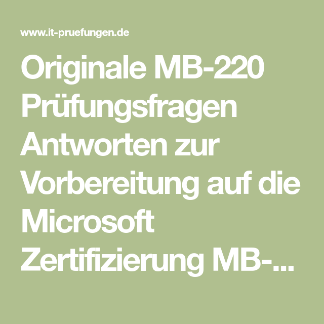 MB-220 Tests, MB-220 Lernhilfe & MB-220 Online Test