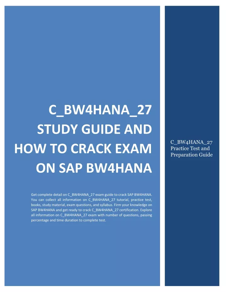 C_BW4HANA_27 Tests & C_BW4HANA_27 Examsfragen - C_BW4HANA_27 Lernhilfe