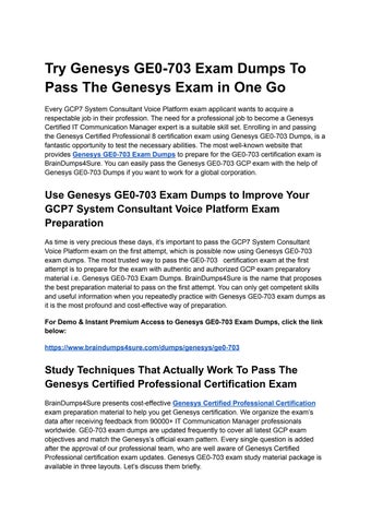 GCP-GCX Fragen Beantworten - GCP-GCX Lernhilfe, Genesys Cloud CX Certified Professional - Consolidated Exam Trainingsunterlagen