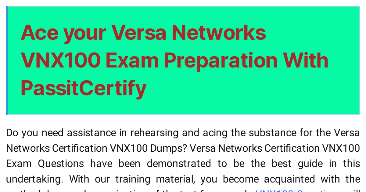 VNX100 Prüfungsmaterialien, Versa Networks VNX100 Fragen Beantworten