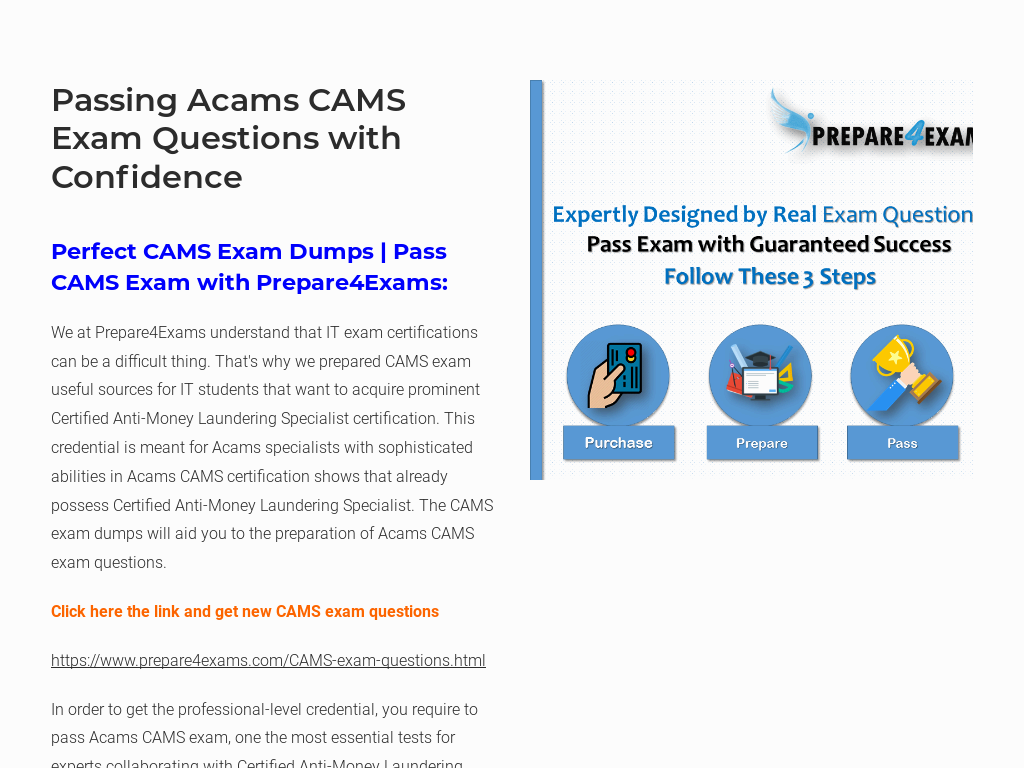 CAMS Trainingsunterlagen & ACAMS CAMS Prüfungen