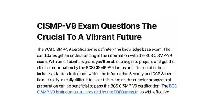 CISMP-V9 Zertifizierungsfragen & CISMP-V9 Vorbereitung - BCS Foundation Certificate in Information Security Management Principles V9.0 Prüfungsfragen