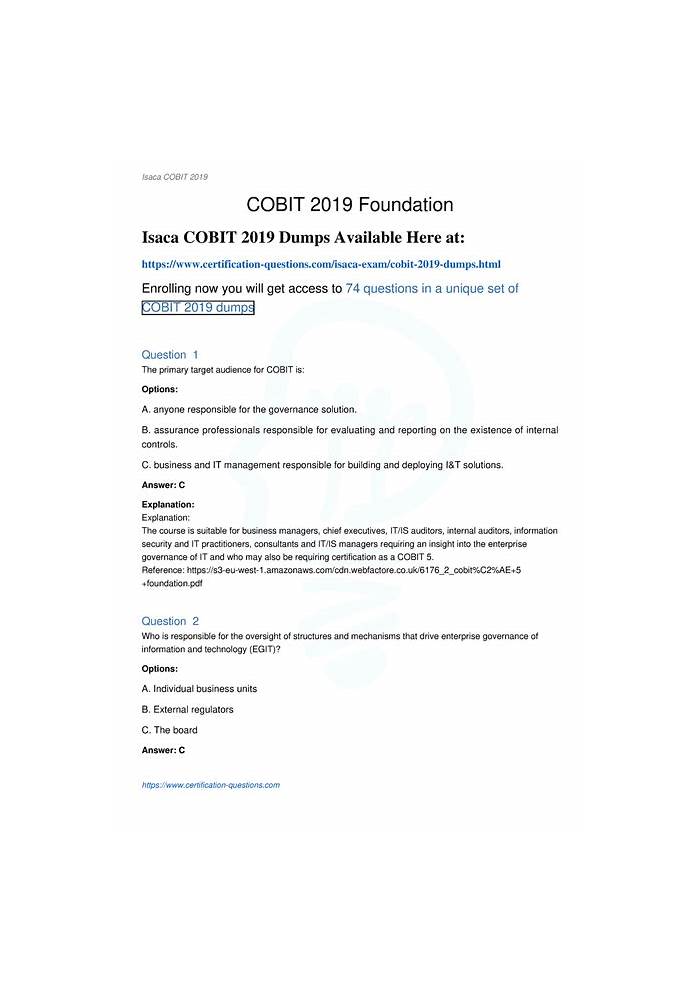 COBIT-2019 Schulungsangebot - ISACA COBIT-2019 Deutsch, COBIT-2019 Lerntipps